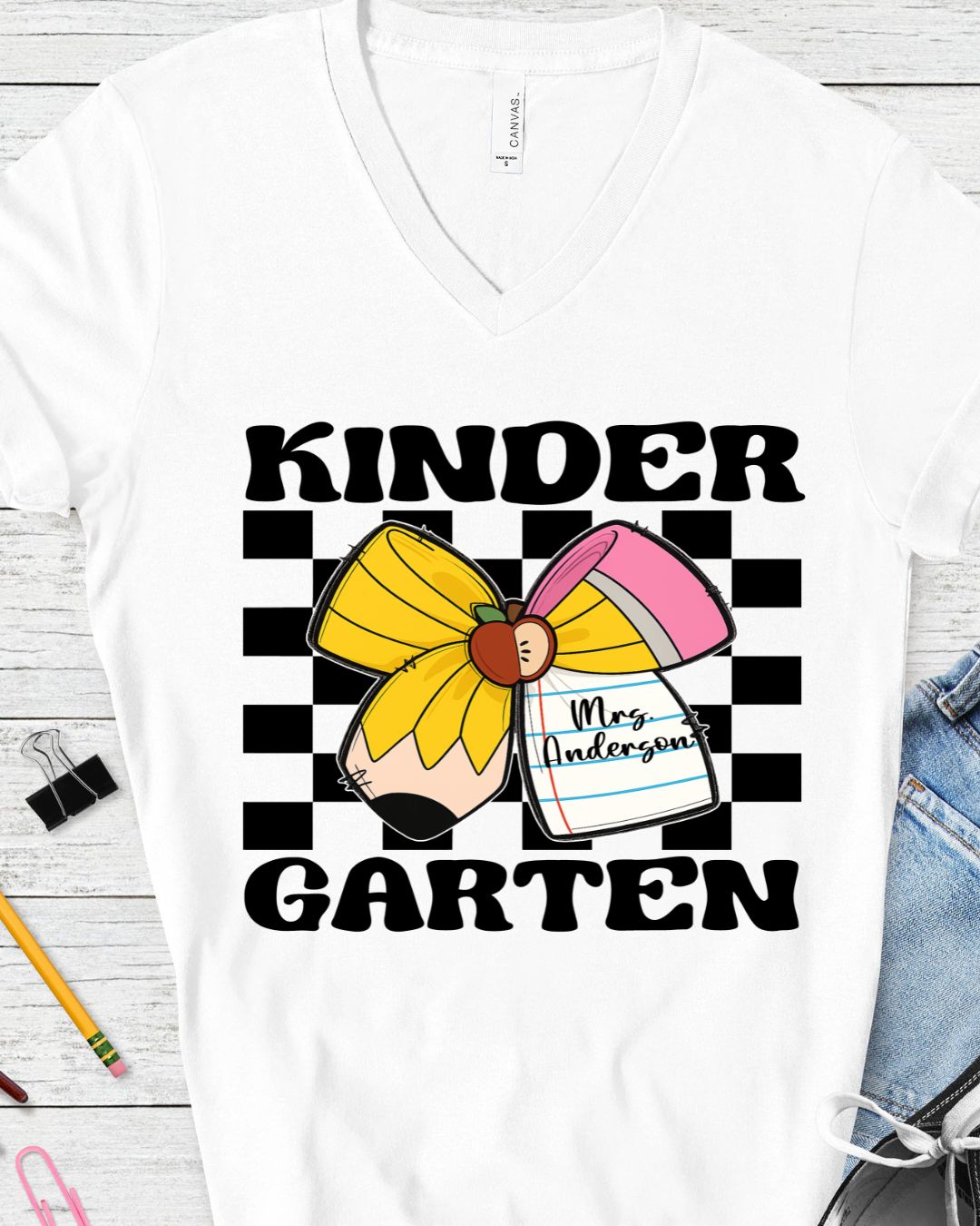 Personalized Retro Bow Teacher Shirts