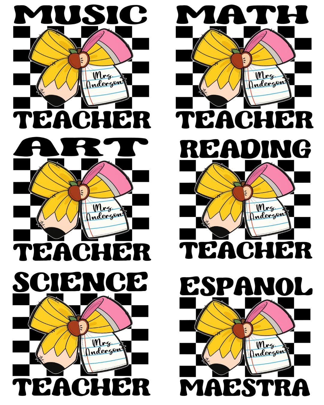 Personalized Retro Bow Teacher Shirts