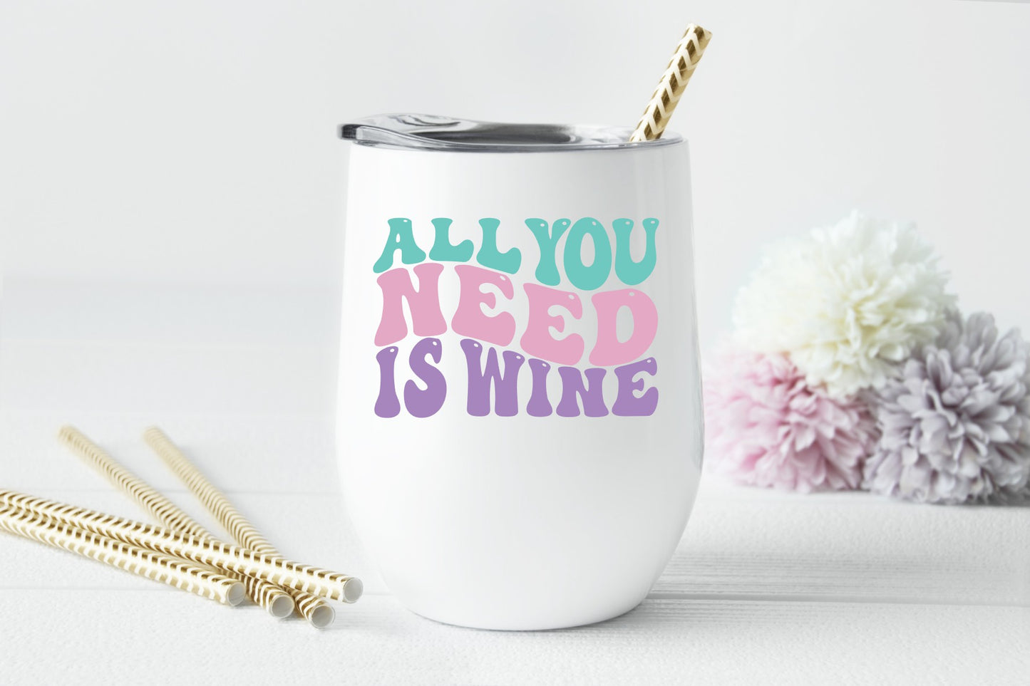 Retro All You Need is Wine, Wine Tumbler