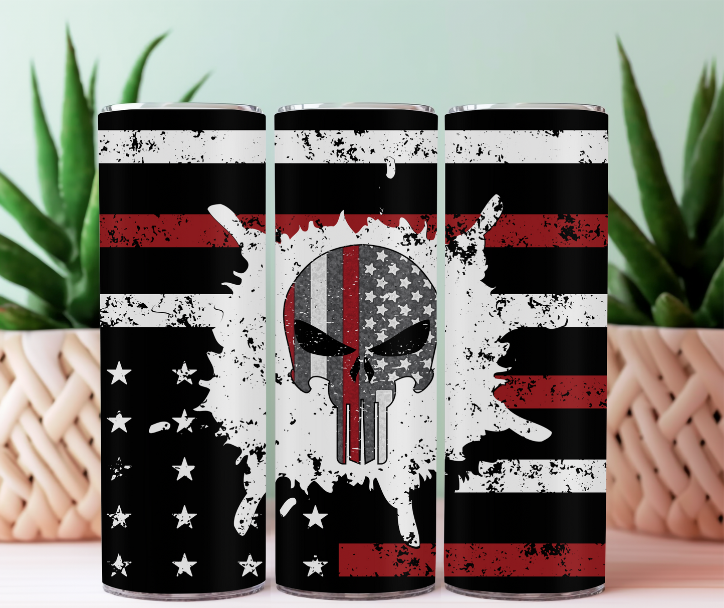 Firefighter Punisher Flag Tumbler
