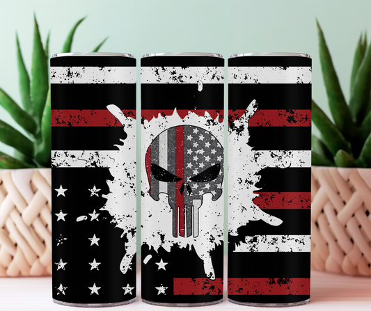 Firefighter Punisher Flag Tumbler