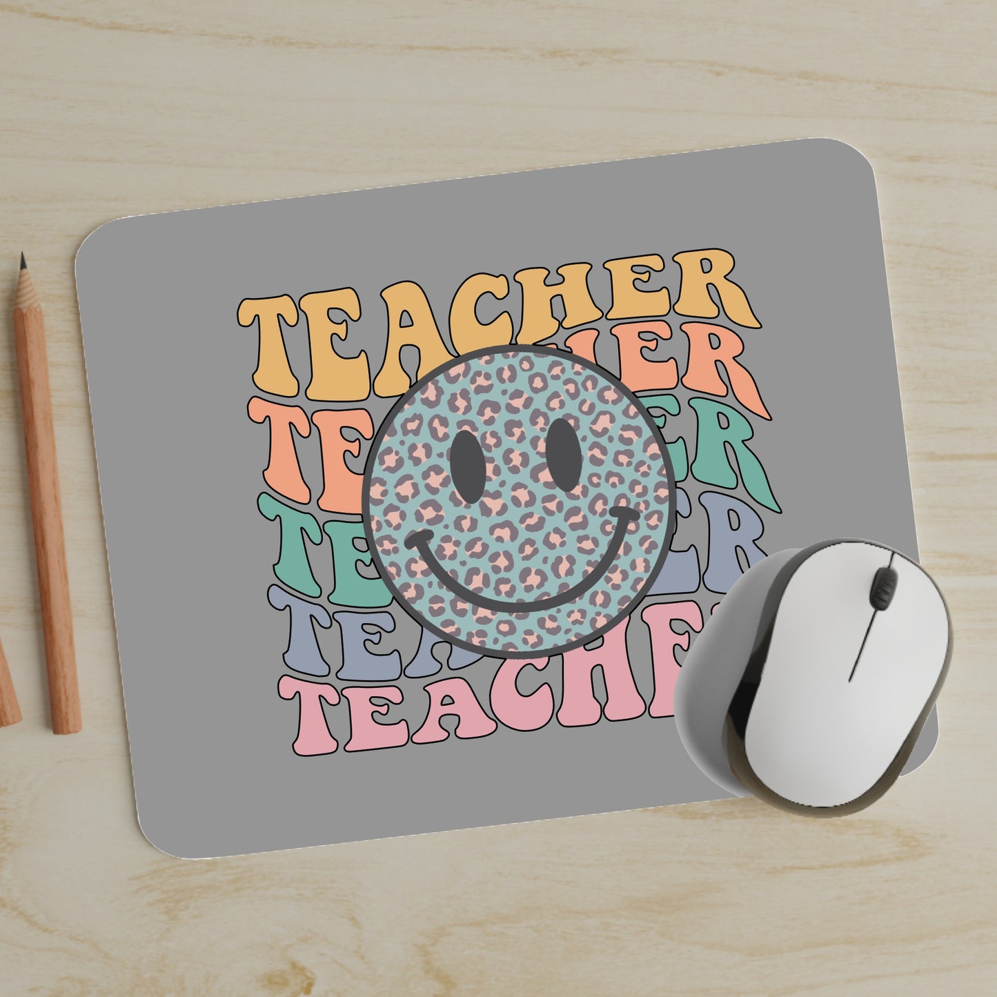 Retro Smiley Teacher Mouse Pad