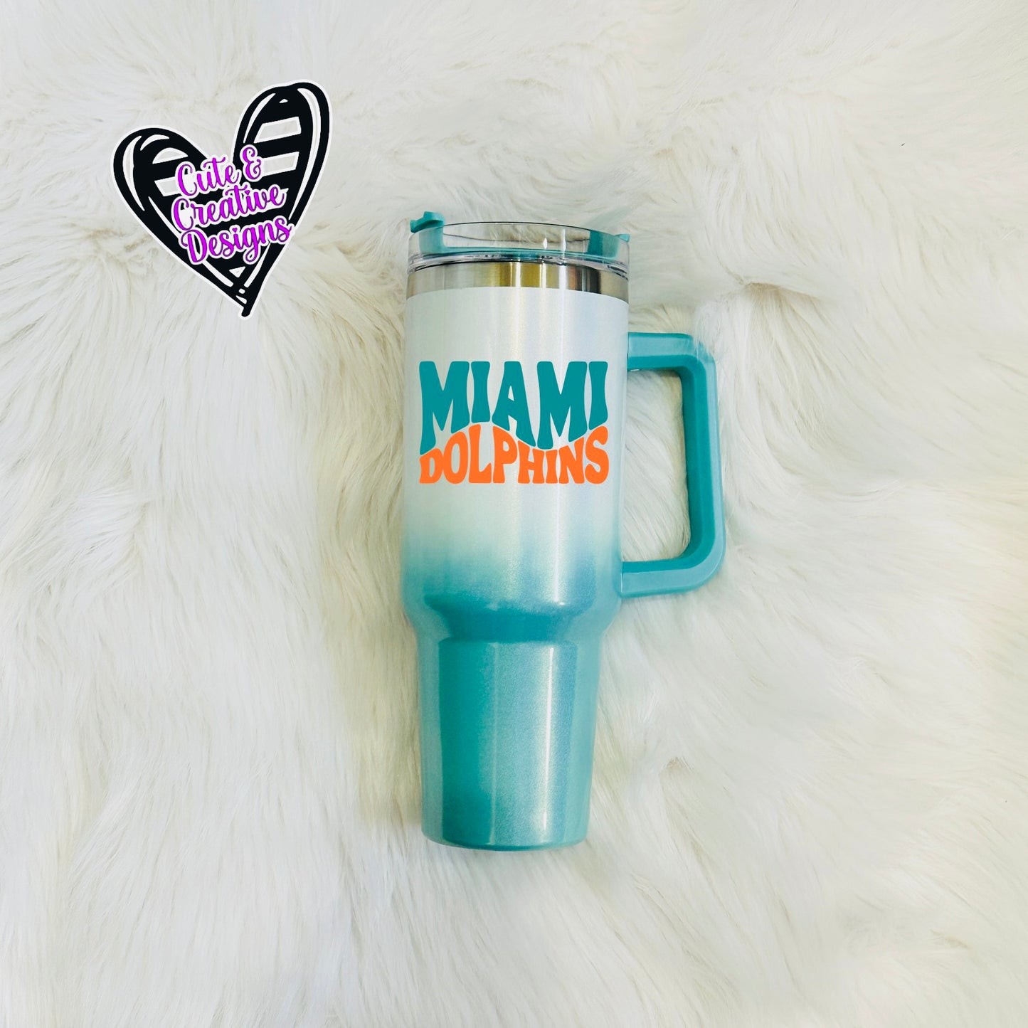 40 oz Miami Dolphins Glitter Ombre Tumbler