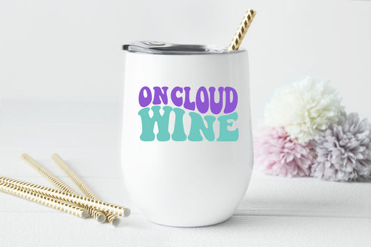 Retro On Cloud Wine, Wine Tumbler