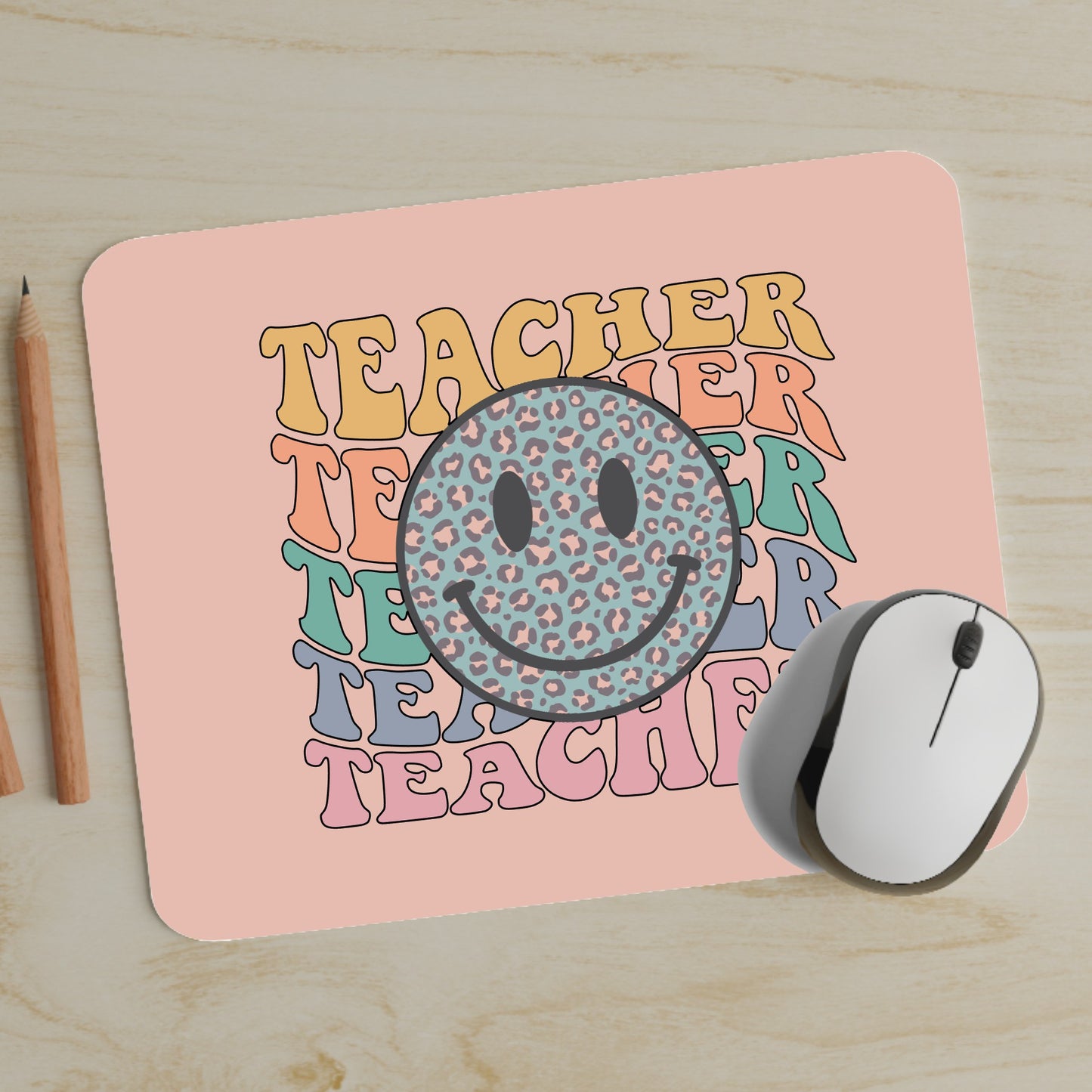 Retro Smiley Teacher Mouse Pad
