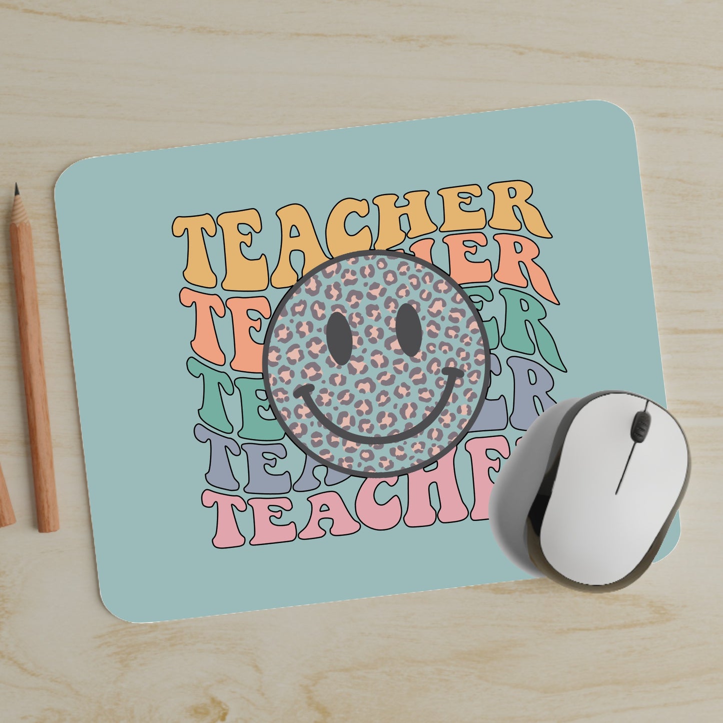 Retro Smiley Teacher Mouse Pad